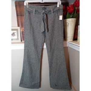 Spring Street Womens Linen Blend Grey/white Striped Dress Pants Size 11